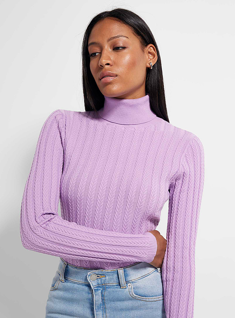 Icône Lilacs Twisted cables turtleneck sweater for women