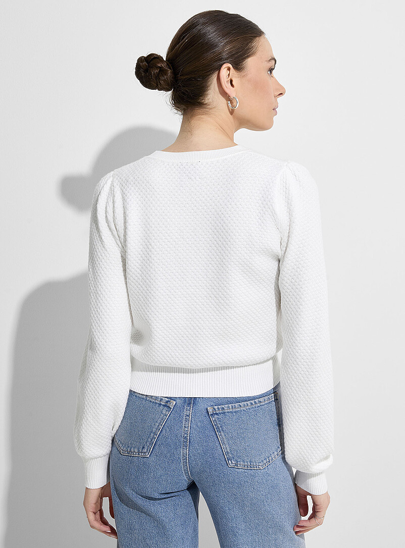 Ic&ocirc;ne Ochre Yellow Honeycomb textured sweater for women