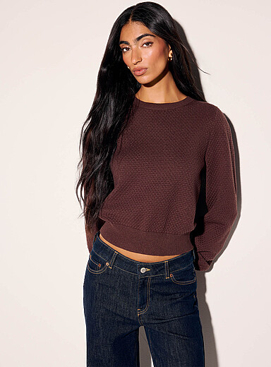 Ic&ocirc;ne Brown Bubble-knit sweater for women