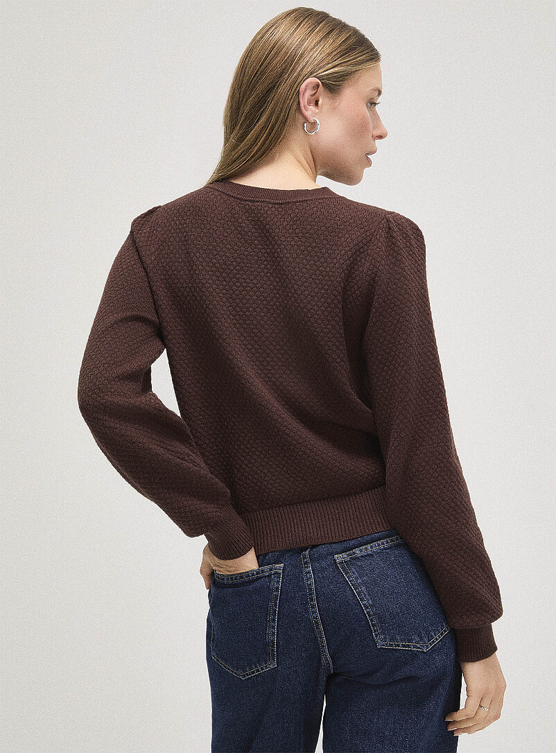 Ic&ocirc;ne Ochre Yellow Honeycomb textured sweater for women