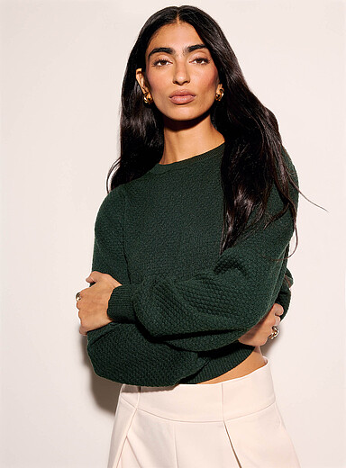 Ic&ocirc;ne Forest Green Bubble-knit sweater for women