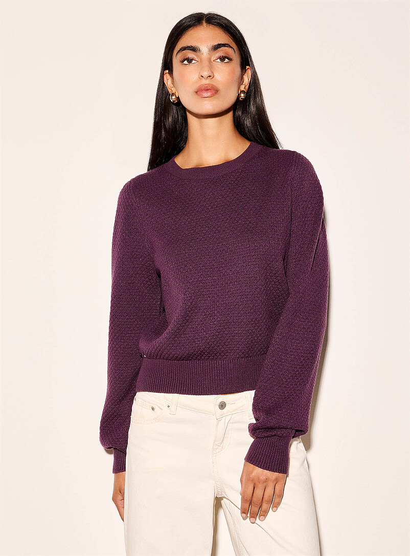 Ic&ocirc;ne Ochre Yellow Honeycomb textured sweater for women