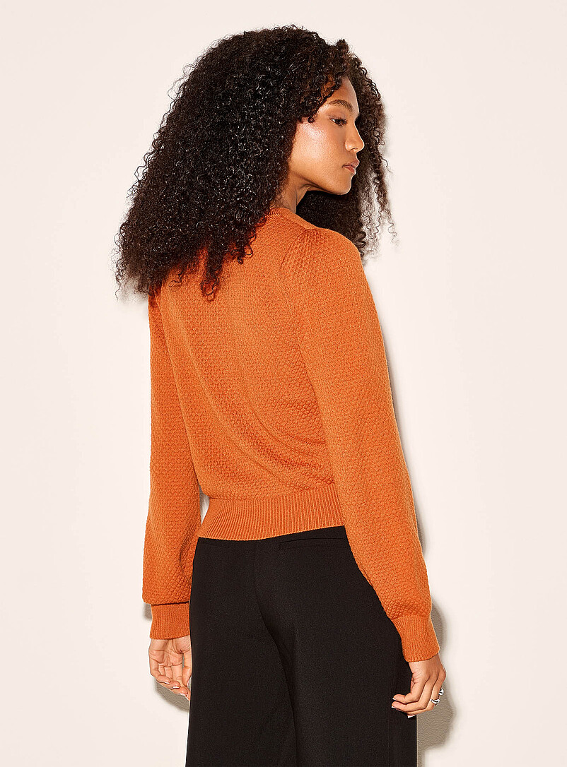 Ic&ocirc;ne Ochre Yellow Honeycomb textured sweater for women