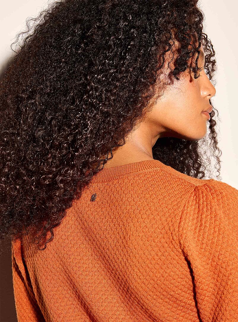 Ic&ocirc;ne Ochre Yellow Honeycomb textured sweater for women