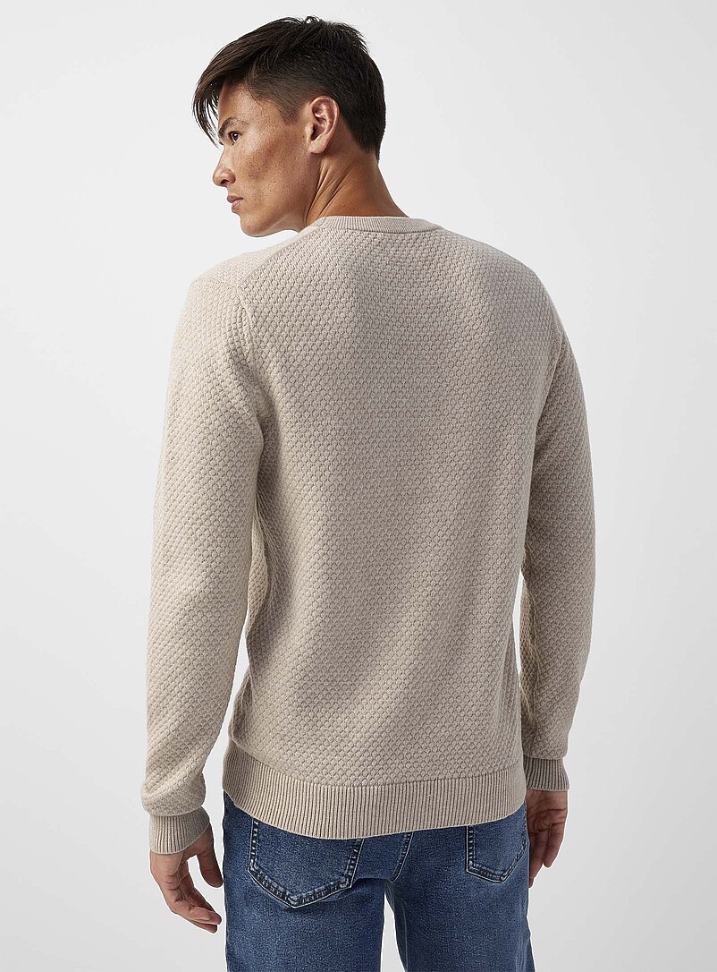 Le 31 Indigo/Dark Blue Diamond-textured sweater for men