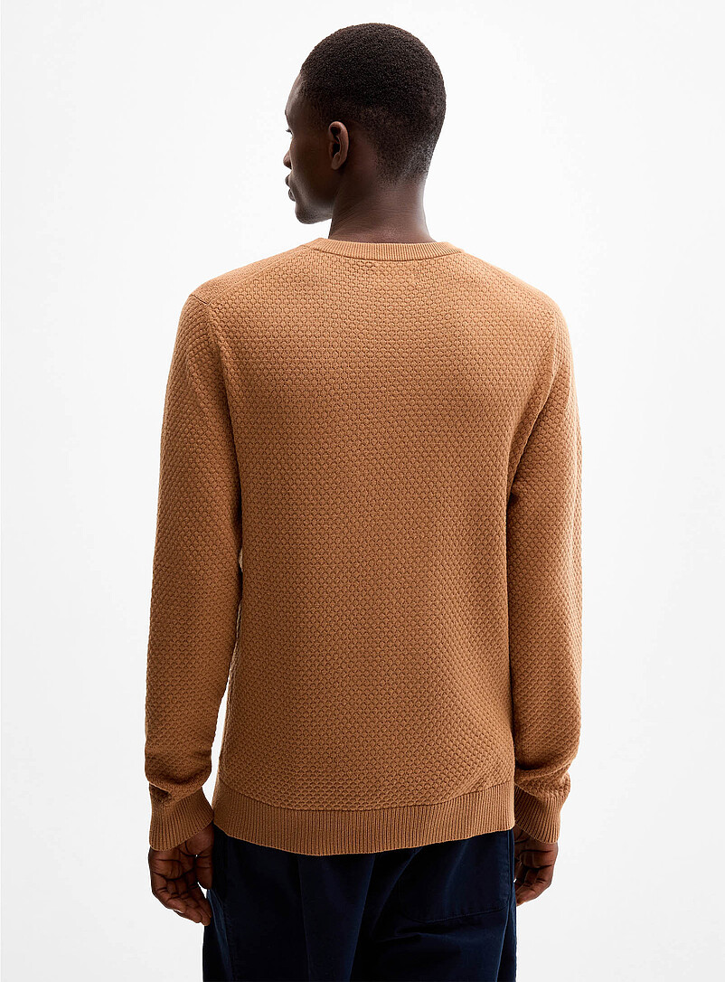 Le 31 Indigo/Dark Blue Diamond-textured sweater for men