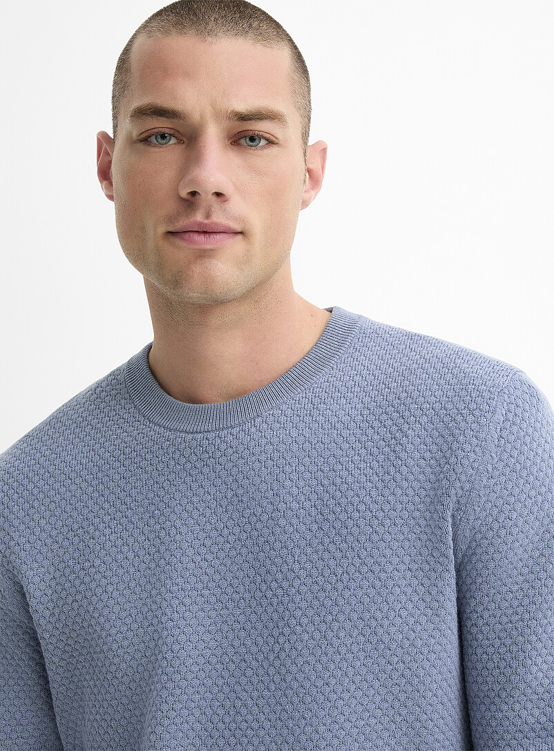 Le 31 Indigo/Dark Blue Diamond-textured sweater for men