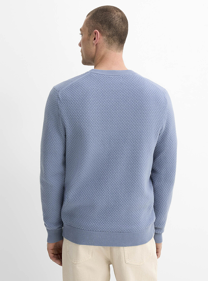 Le 31 Indigo/Dark Blue Diamond-textured sweater for men