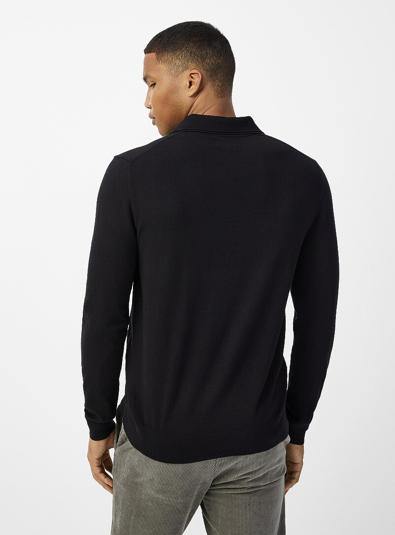 Le 31 Blue Johnny collar minimalist sweater for men