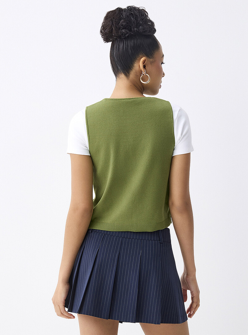 Twik: Le gilet fin tricot &agrave; boutons Rose pour femme