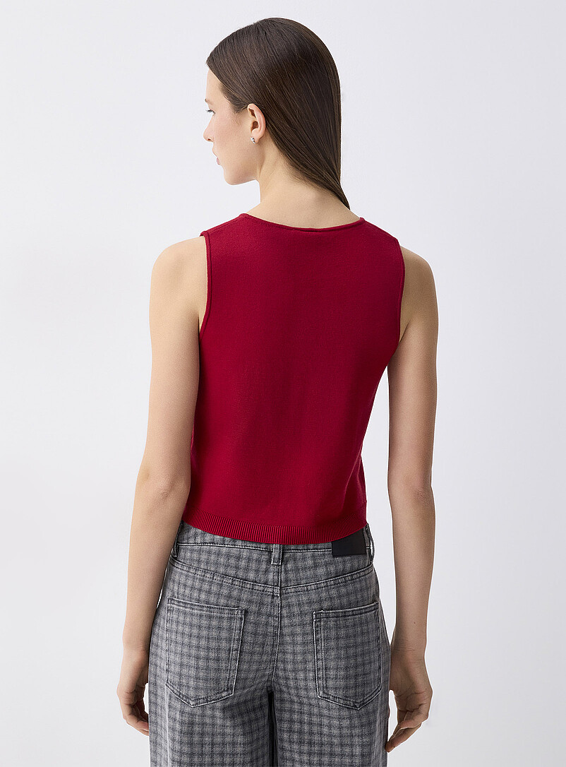 Twik Red Fine-knit buttoned vest for women