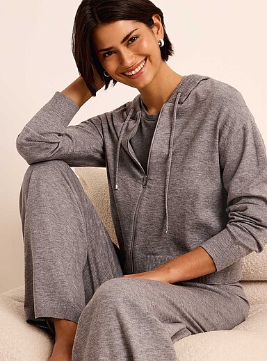 Miiyu Slate Grey Soft stretch knit cropped jacket for women