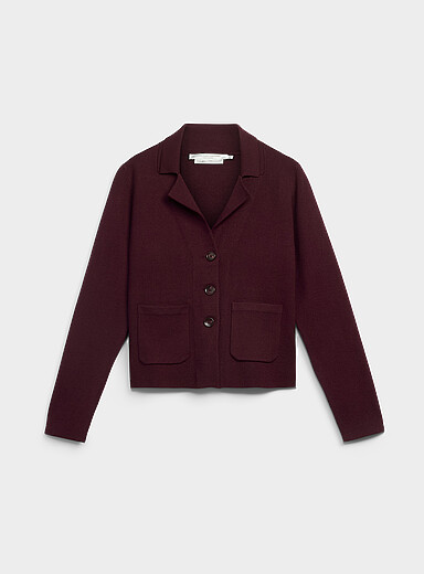 Le cardigan carr&eacute; col crant&eacute;