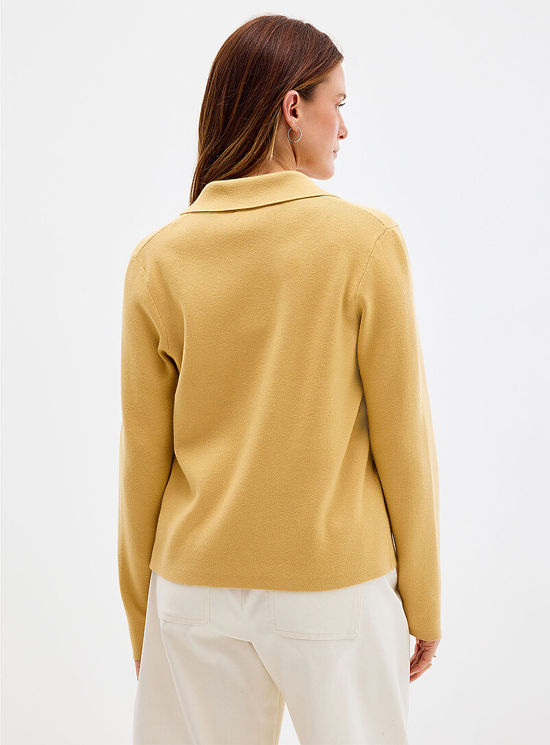 Contemporaine: Le cardigan carr&eacute; col crant&eacute; Noir pour femme