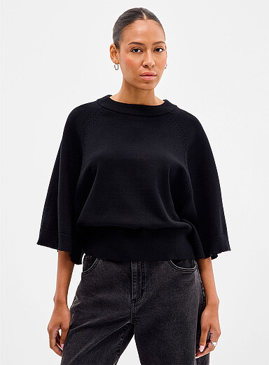 Raglan bell sleeves boxy-fit sweater