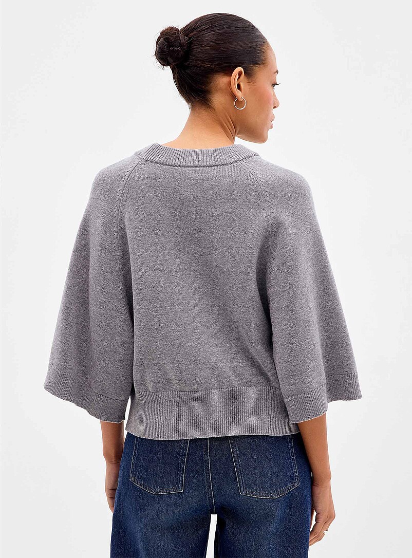 Contemporaine Hazelnut Raglan bell sleeves boxy-fit sweater for women