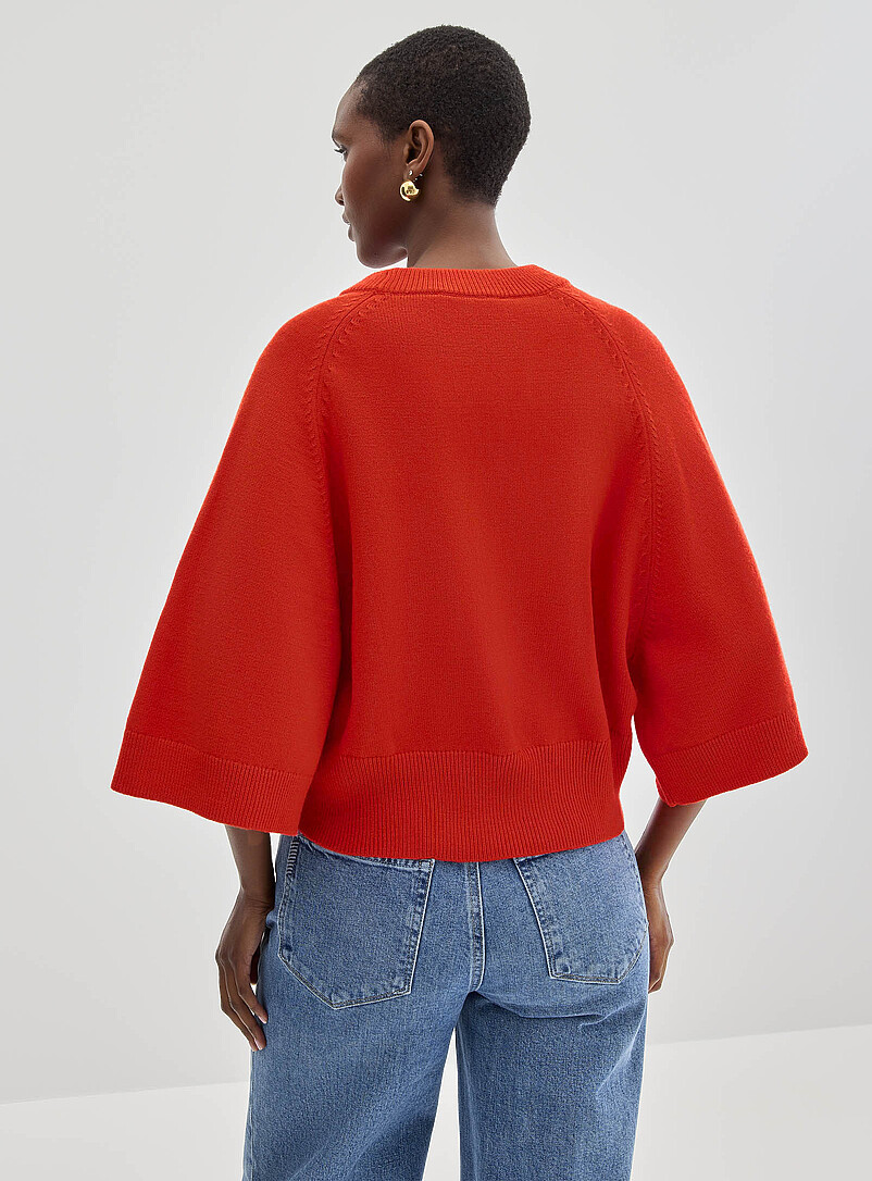 Contemporaine Hazelnut Raglan bell sleeves boxy-fit sweater for women