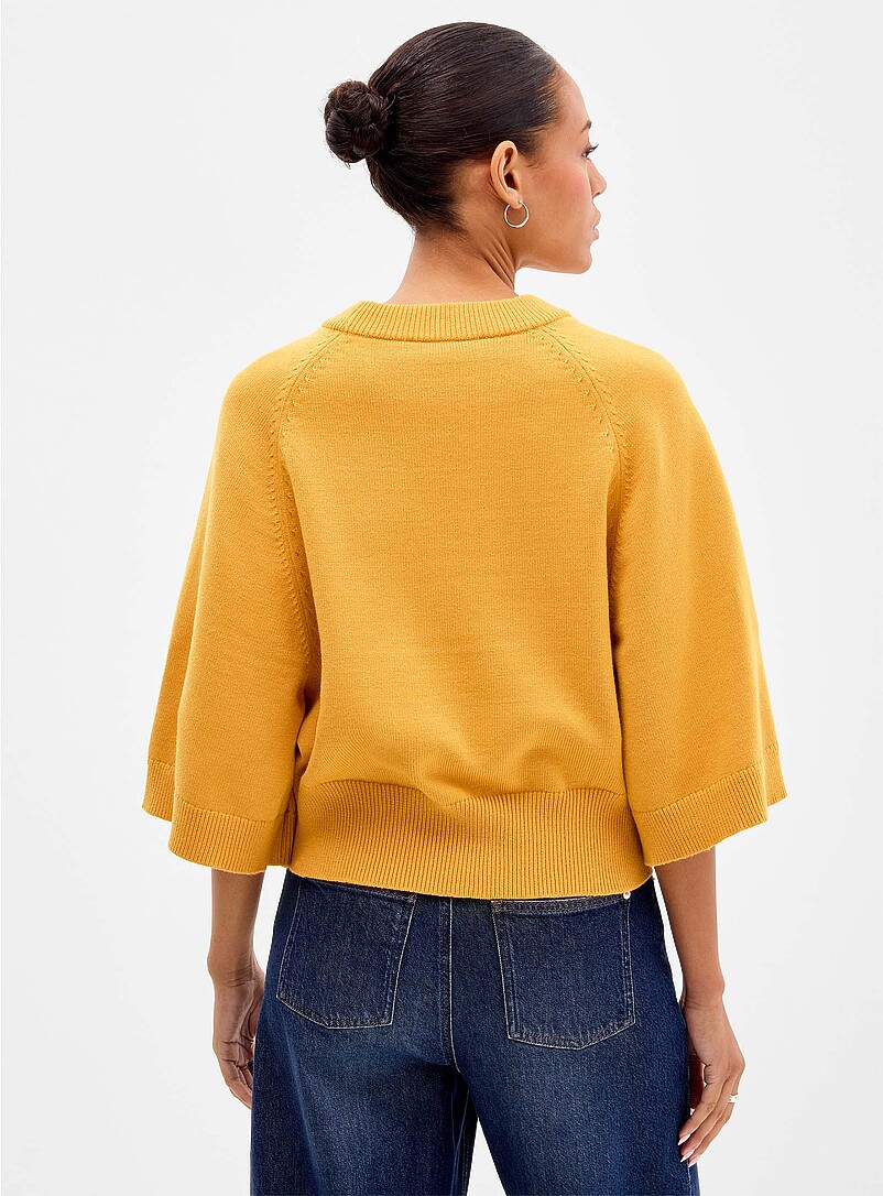 Contemporaine Hazelnut Raglan bell sleeves boxy-fit sweater for women