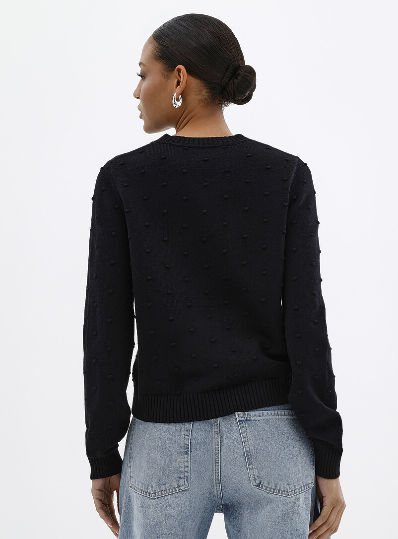 Contemporaine: Le cardigan pompons uni Blanc cass&eacute; pour femme