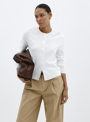 Le cardigan pompons uni