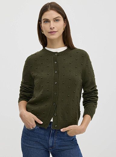 Le cardigan pompons uni