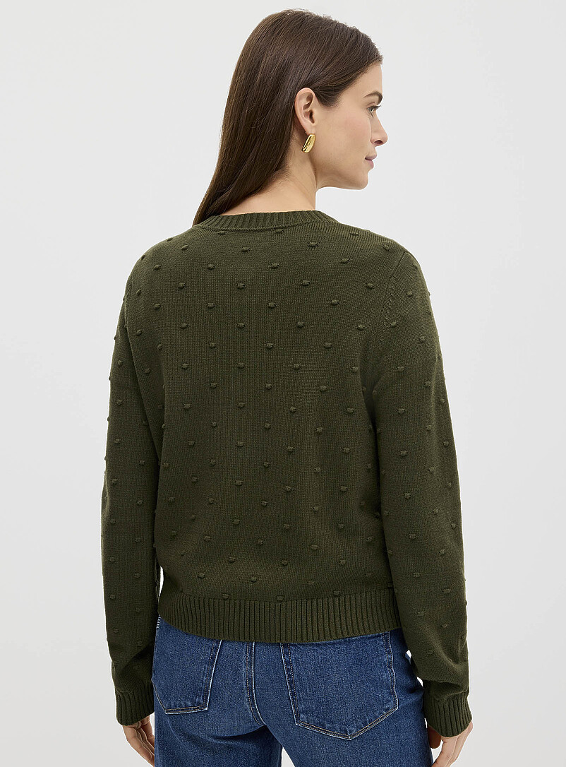 Contemporaine: Le cardigan pompons uni Blanc cass&eacute; pour femme