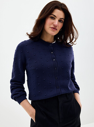 Le cardigan pompons uni