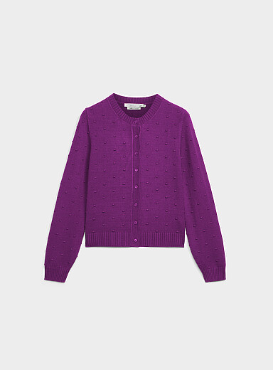 Solid pompom cardigan