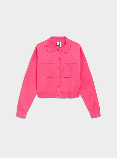 Polo-collar boxy cardigan