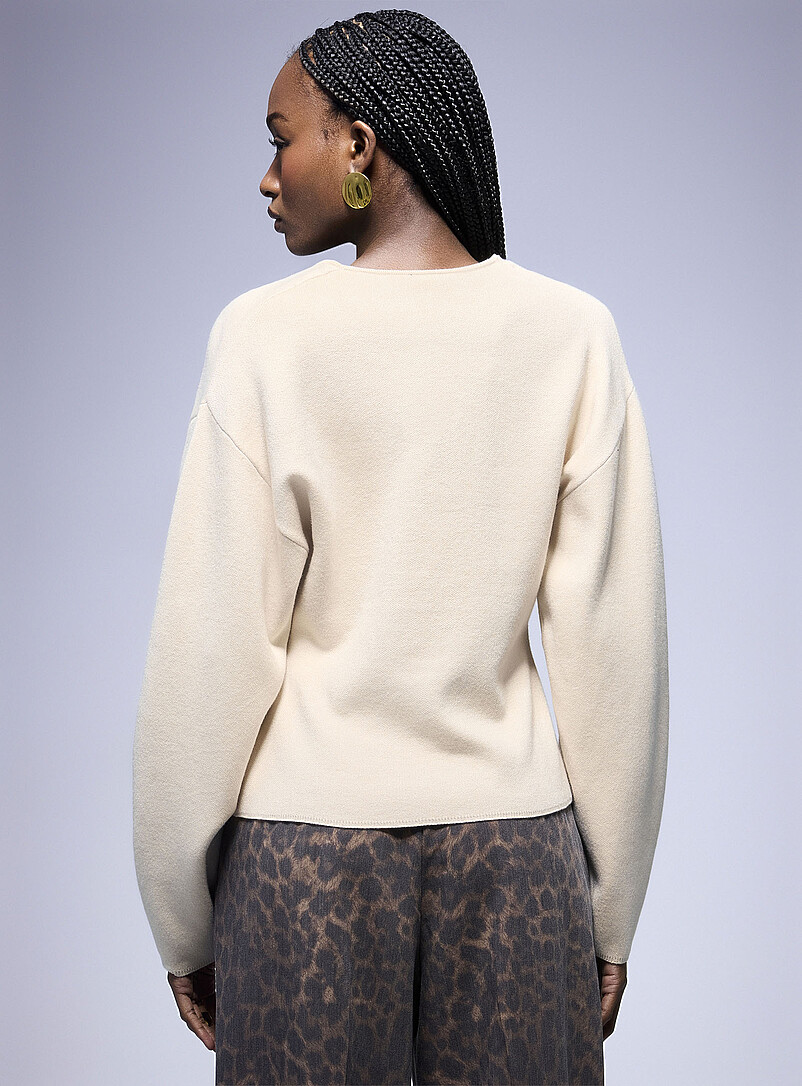 Ic&ocirc;ne: Le cardigan col V boutons dor&eacute;s tricot dense Lavande - Pourpre clair pour femme