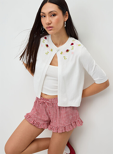 Cute embroidery cami-cardigan set <b>In support of Tel-jeunes and Jack.org</b>
