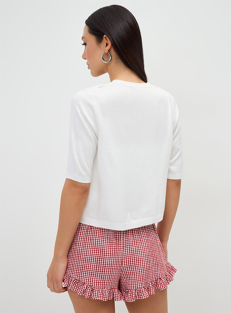 Twik: L'ensemble cardigan et camisole broderie mignonne <b>En soutien &agrave; Tel-jeunes et &agrave; Jack.org</b> Rose pour femme