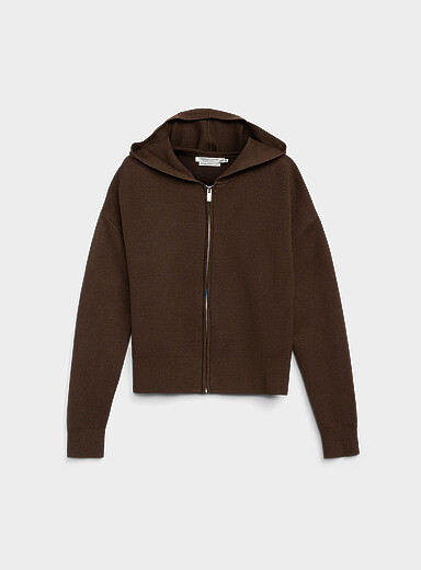 Le cardigan zipp&eacute; &agrave; capuche doux tricot