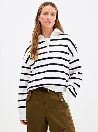 Soft knit trucker-collar sweater