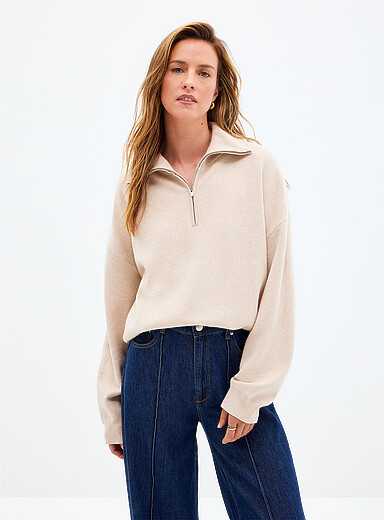 Le chandail doux tricot col camionneur
