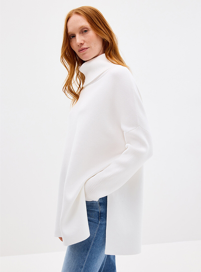Contemporaine Oxford Solid turtleneck tunic sweater for women