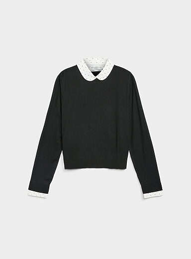 Contemporaine Black Peter Pan collar ultra-flowy sweater for women