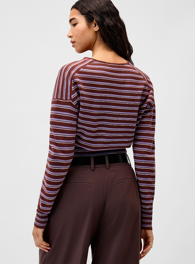 Twik: Le cardigan taille cintr&eacute;e ray&eacute; Rose pour femme