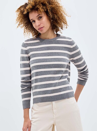 Contemporaine Grey Soft striped sweater for women