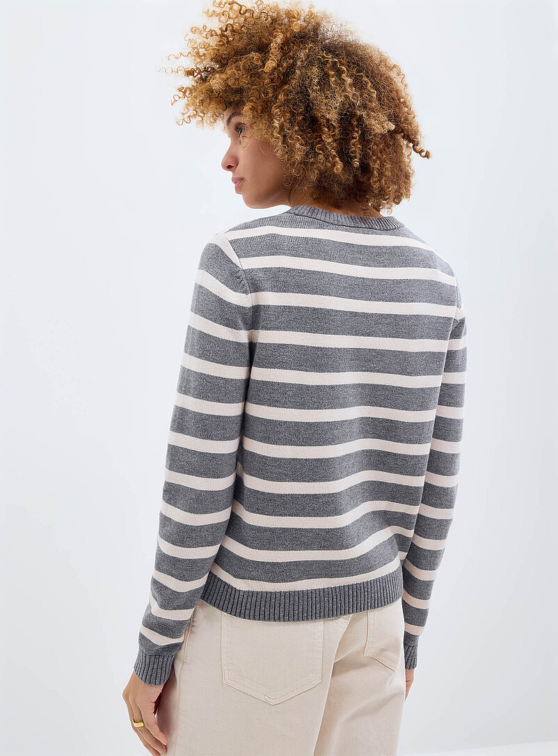Contemporaine: Le chandail doux &agrave; rayures Brun noisette pour femme