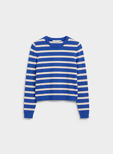 Contemporaine Royal/Sapphire Blue Soft striped sweater for women