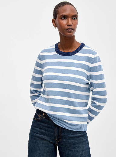 Contemporaine: Le chandail doux &agrave; rayures Bleu moyen - Ardoise pour femme