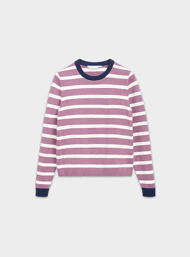 Contemporaine: Le chandail doux &agrave; rayures Lavande - Pourpre clair pour femme