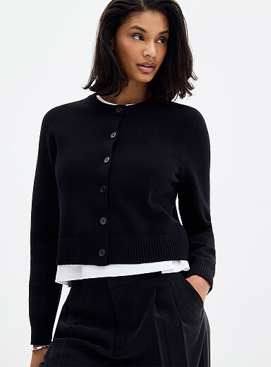 Le cardigan carr&eacute; essentiel uni
