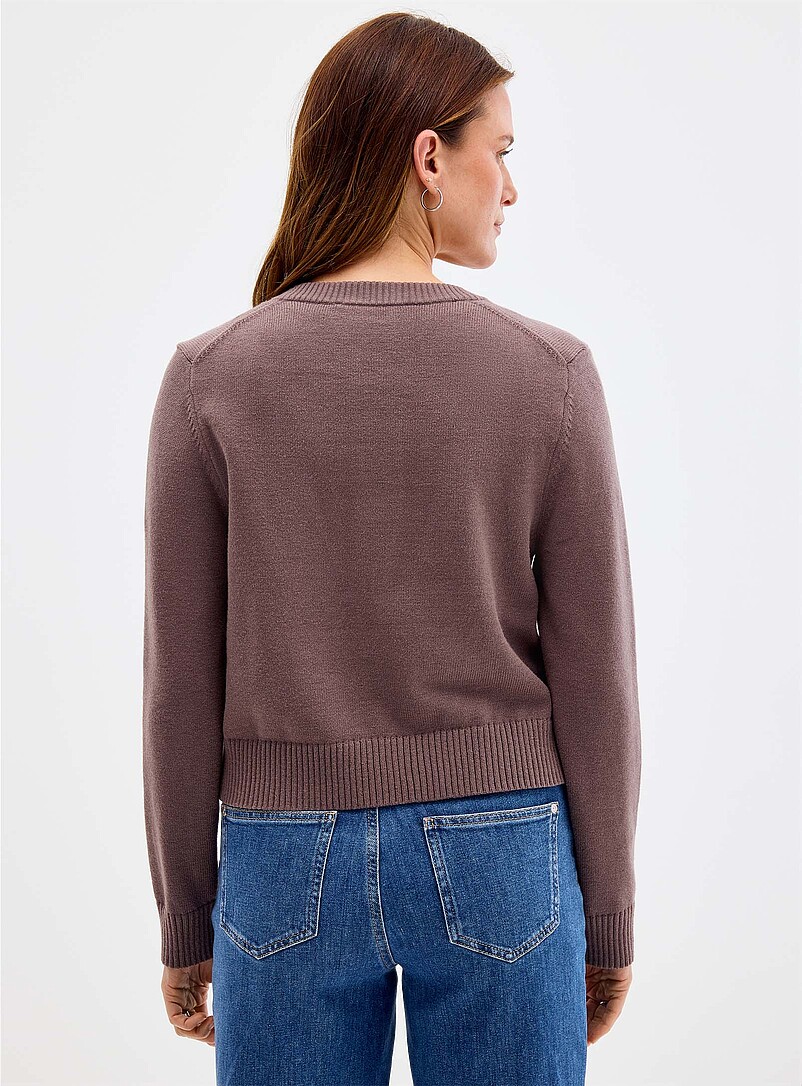 Contemporaine: Le cardigan carr&eacute; essentiel uni Rouge pour femme