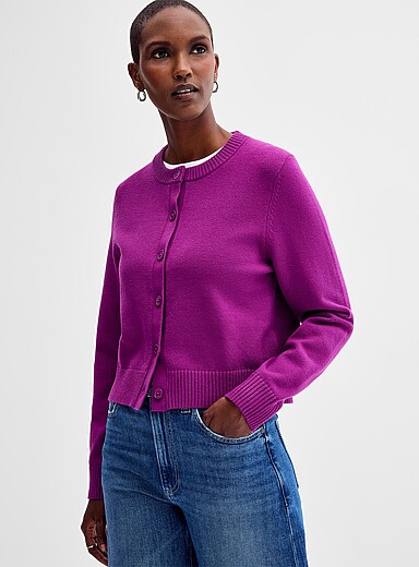 Essential solid boxy-fit cardigan