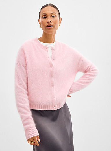 Brushed pure cashmere boxy cardigan