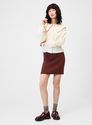 Fitted rib-knit miniskirt