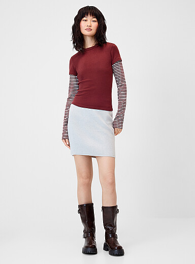 Twik: La minijupe tricot c&ocirc;tel&eacute; ajust&eacute;e Gris clair pour femme