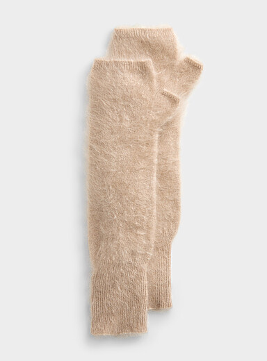 Pure brushed cashmere wrist warmers